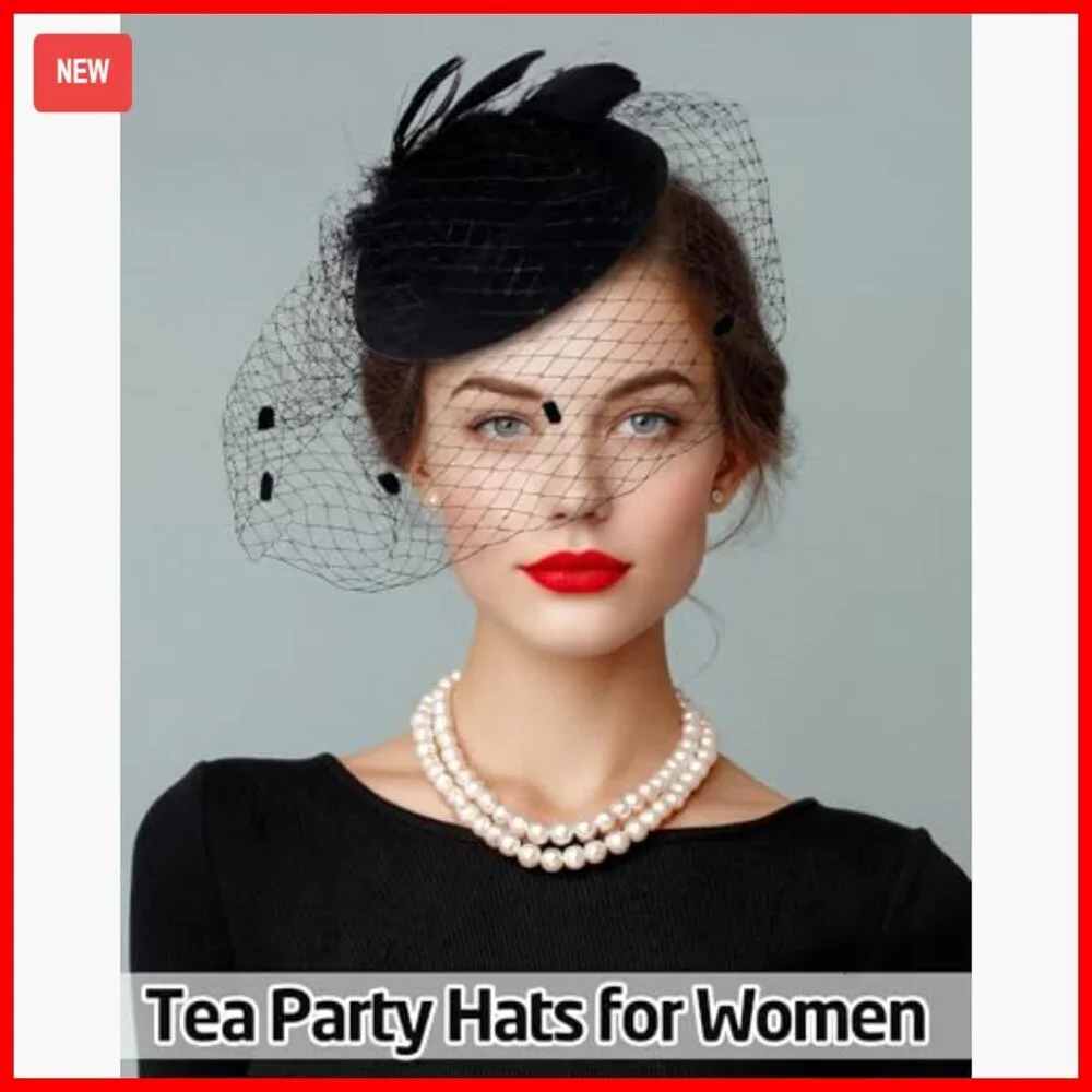 6 Pack Fascinator Hats Derby Style Mesh Feather Hair Clip Wedding Party